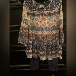 Marmallata Blue and Orange Kids Tunic Set